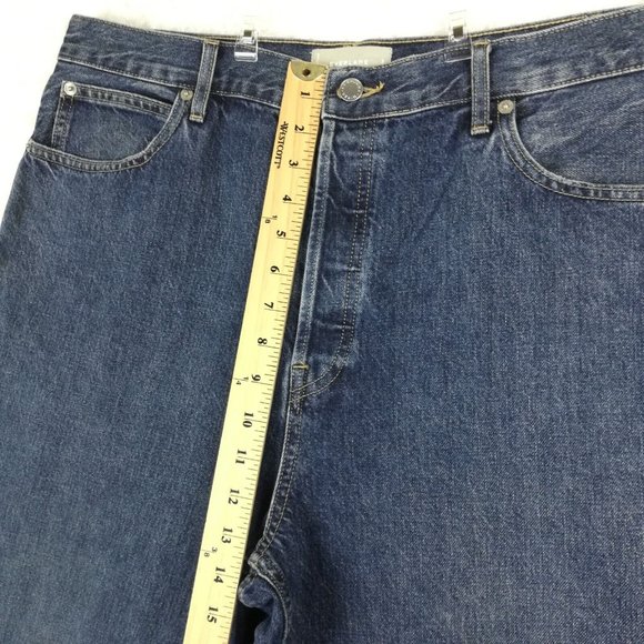 Everlane Womens Jeans The Rigid Way-High Blue Denim Organic Cotton Button Fly 33 - Picture 9 of 13
